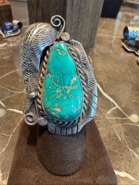Vintage Foliate Statement Ring with Rough Kingman, Whirling Wind (Rick Morton)